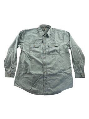 L.L. Bean Mens Shirt Large Tall Green Long Sleeve Traditional Fit Button Up